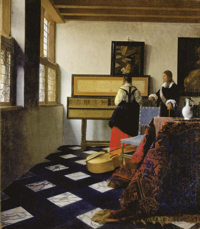 VERMEER VAN DELFT, Jan A Lady at the Virginals with a Gentleman (detail)  wt china oil painting image